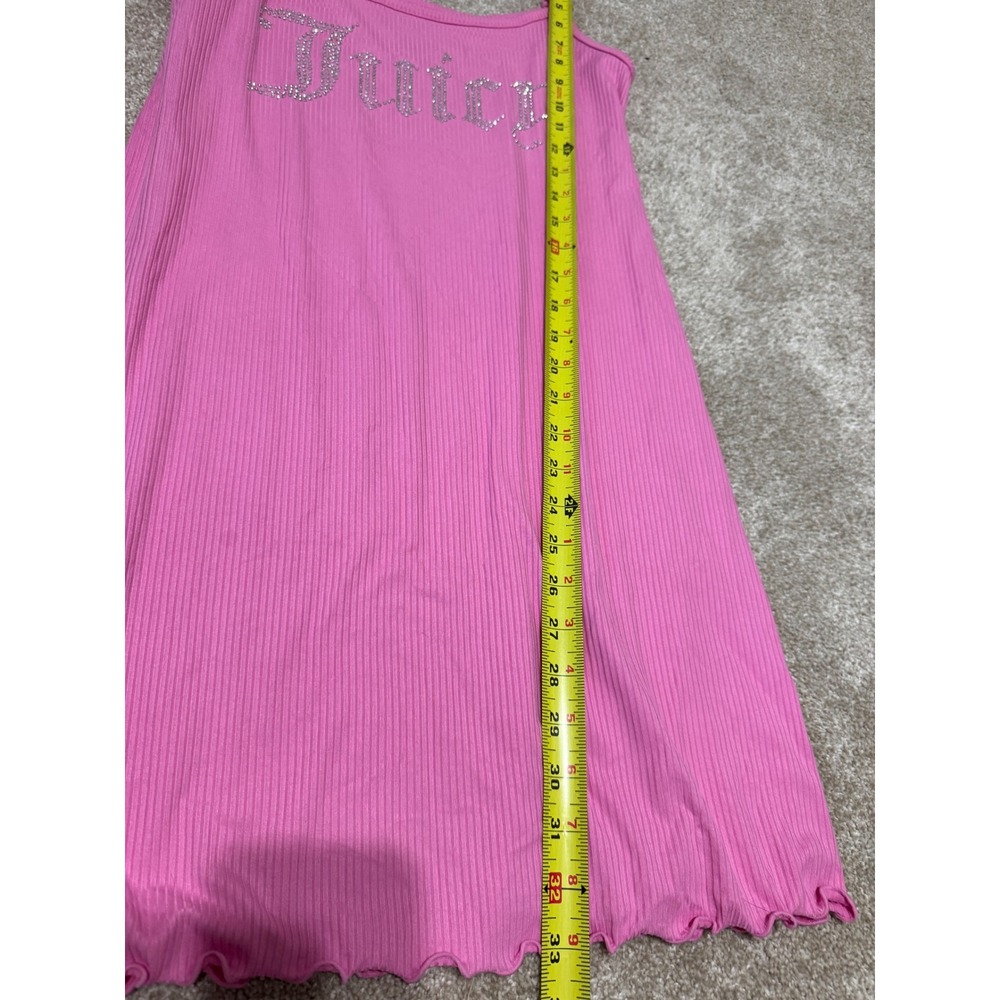 Juicy Couture Pink Ribbed Rhinestone Logo Sleepwear Chemise Nightgown Large - Picture 7 of 7